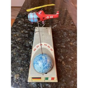 Vintage 1950's Biller Tin Remote Control Helicopter Toy With Box